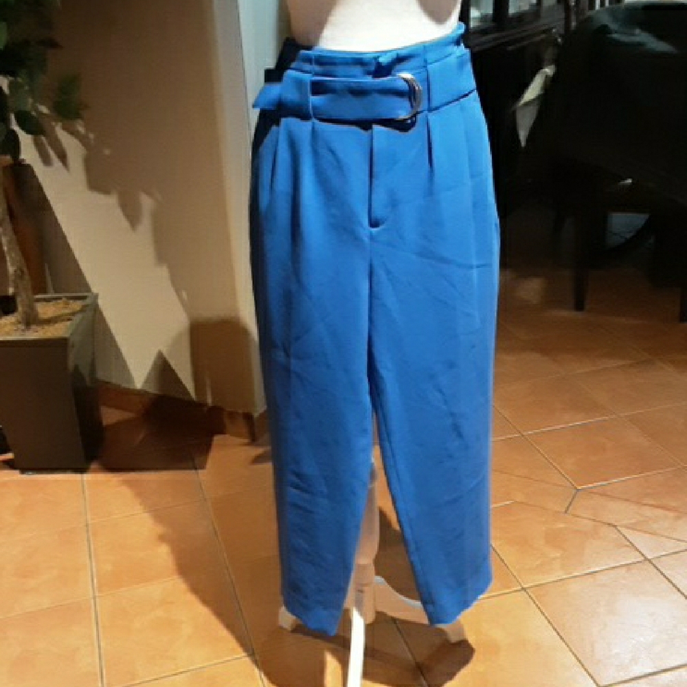 Banana Republic Royal Blue Cropped Belted Trousers